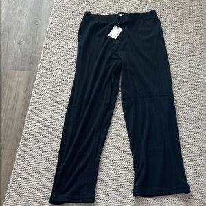 Leset NWT Black Pointelle Wide-Leg Pants with Details